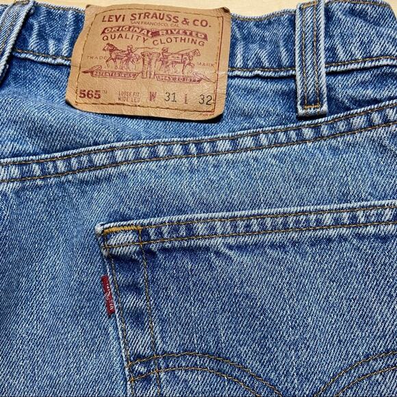 Levi’s 565 100% cotton patch cuff patchwork Capri 31" - Picture 2 of 4